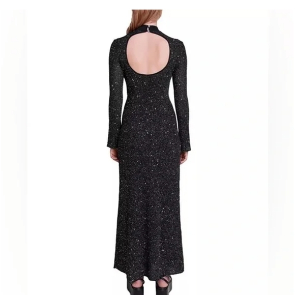 Maje Black Sparkle Long Sleeve Dress - Picture 4 of 7